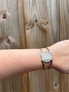 Silver Medallion Accent Cuff Bracelet
